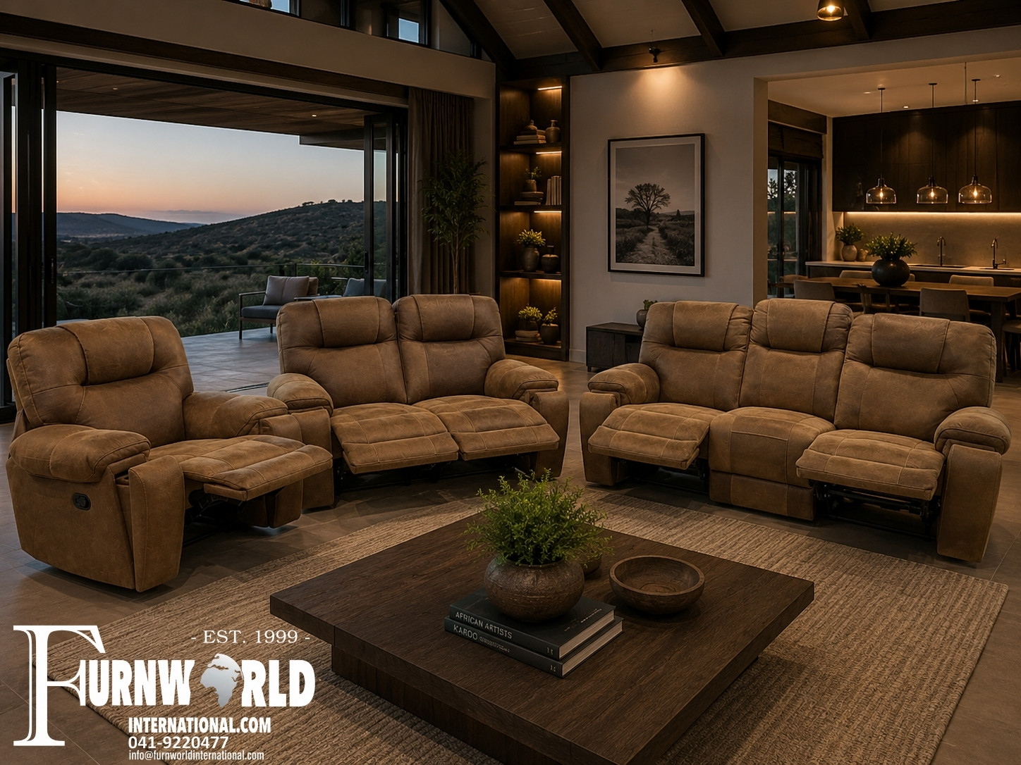 Serengeti Leather Recliner 3-2-1 Lounge Set